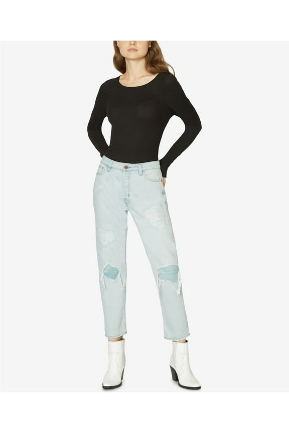 Womens Repaired Straight Leg Jeans