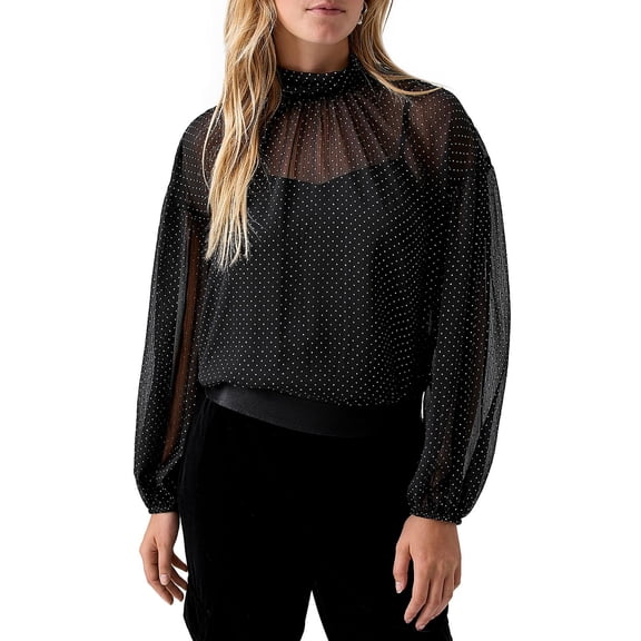 Sanctuary Womens Sheer Polka Dot Blouse