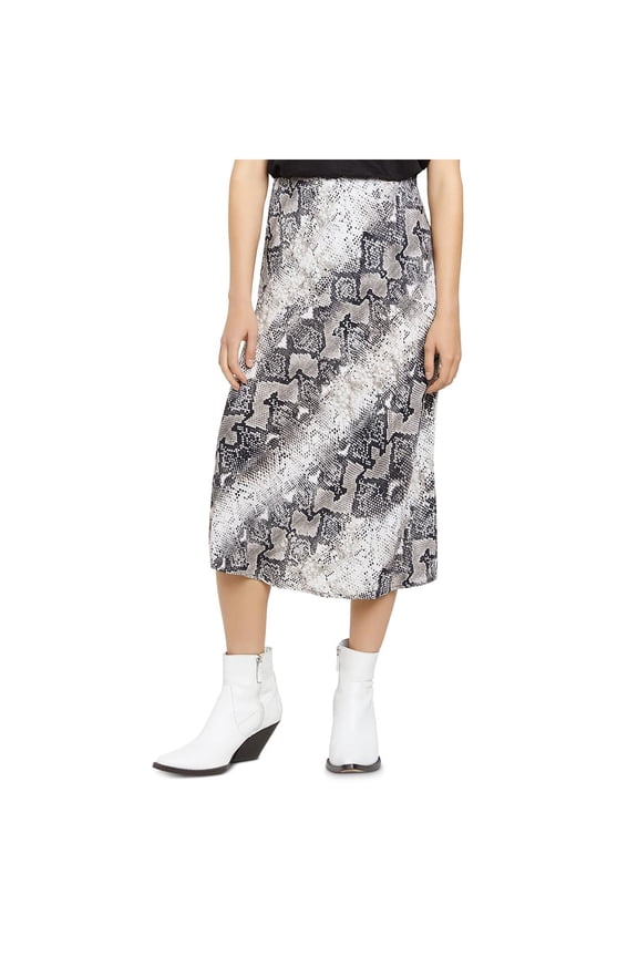 Womens Snakeskin-Print Midi Skirt