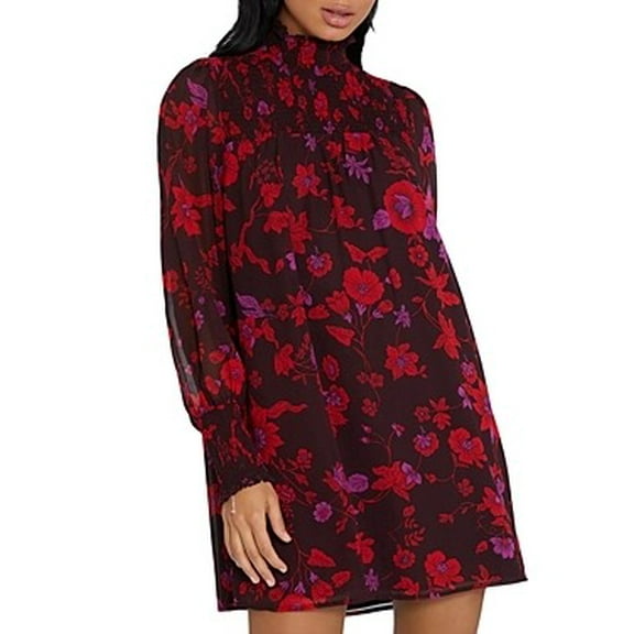 Sanctuary Womens Sparks Fly Floral Smocked Shift Dress