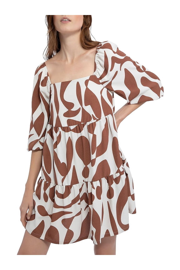 Womens Stretch Tiered Babydoll Dress