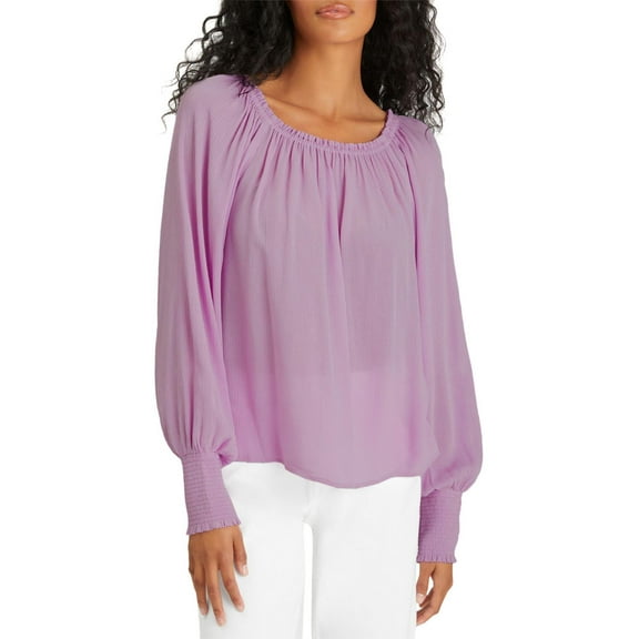 Sanctuary Womens Sunshine Off The Shoulder Rouched Pullover Top Purple M