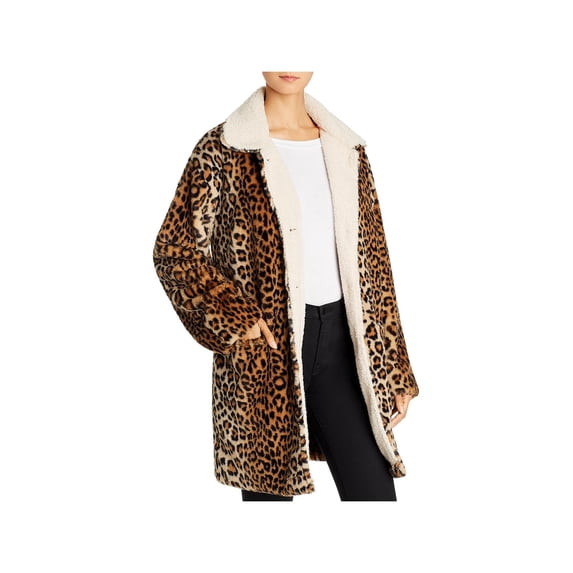 Sanctuary Womens Winter Faux Fur Coat Brown XL