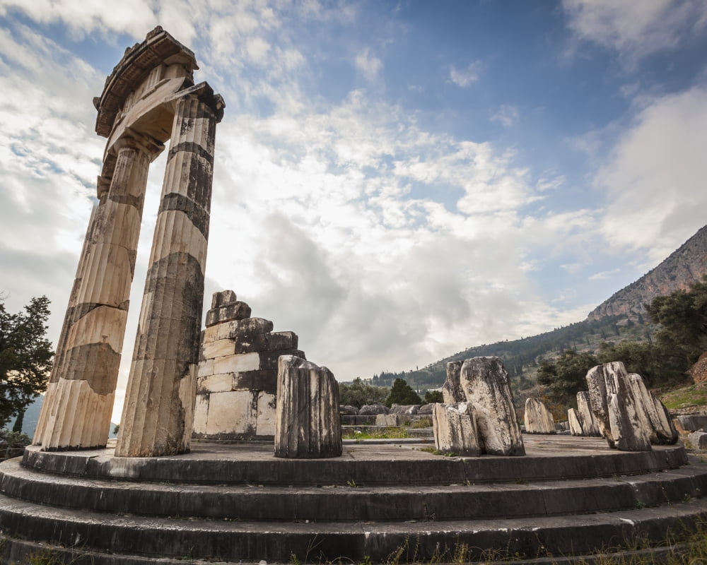 Sanctuary of Athena Delphi Greece Canvas Art - Reynold Mainse Design Pics (17 x 13)