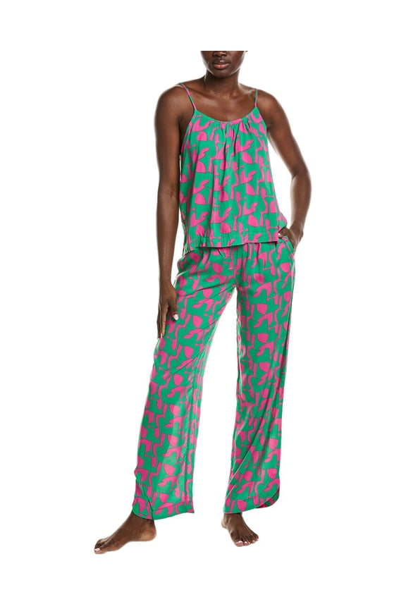womens 2pc Cami & Pant Set, XXS, Green