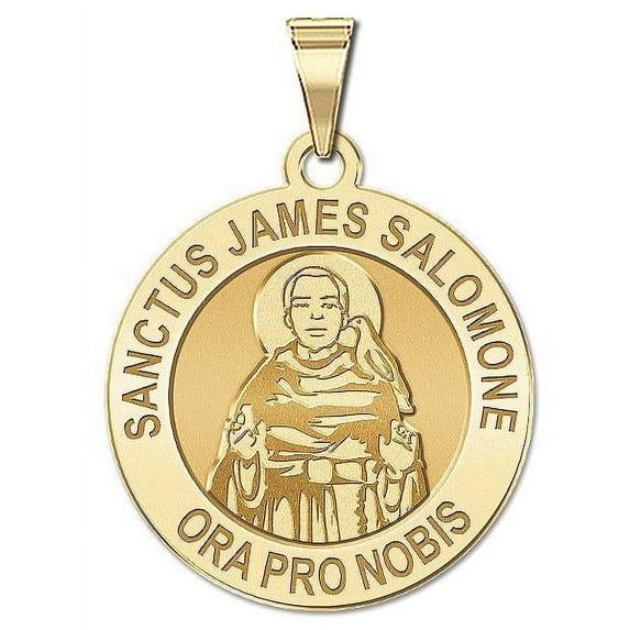 Sanctus James Salomone Religious Medal - 1 in Size of a Quarter -Solid 14K Yellow Gold