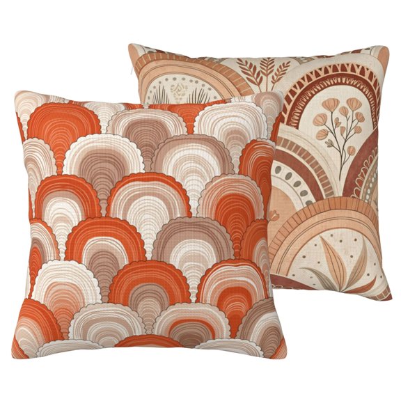 Sand Arch Duo Pillow Covers 18x18 Set of 2, Neutral Boho Linen Look Decor