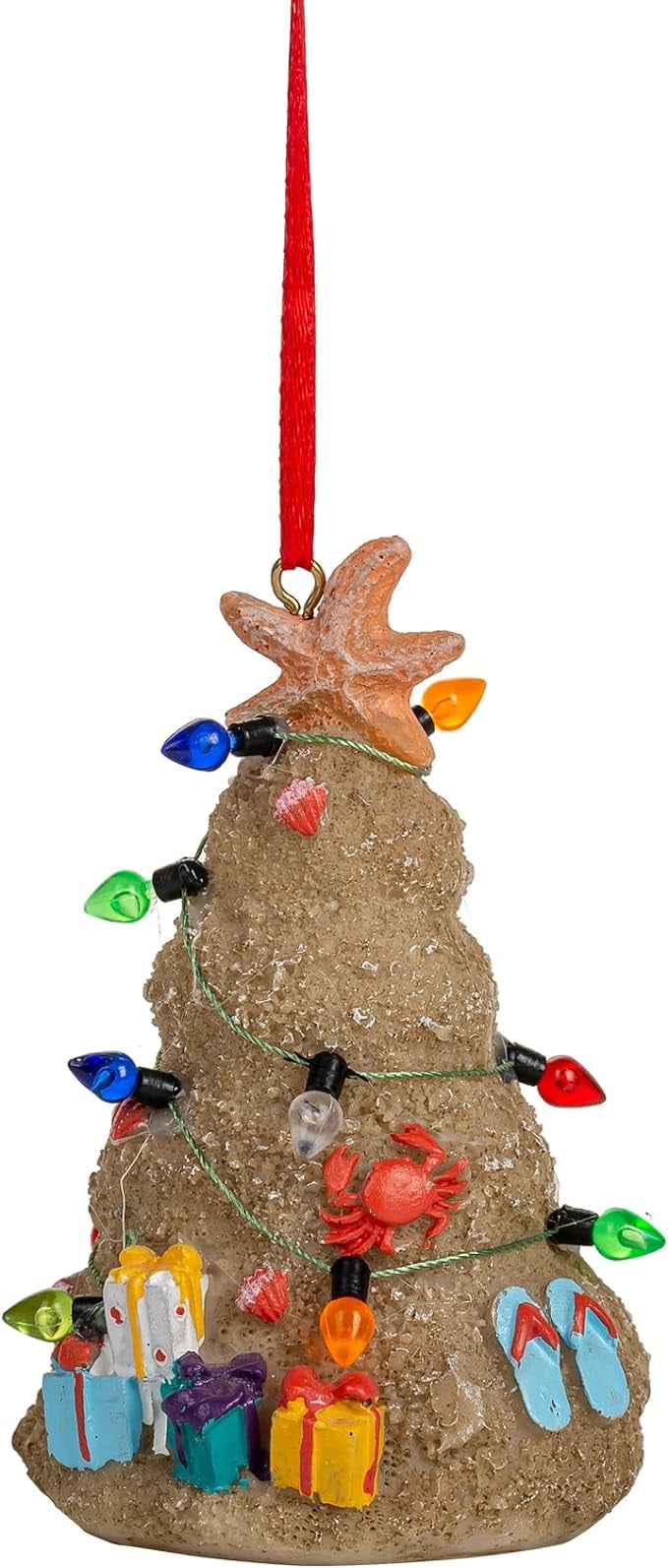 Sand Beach Christmas Tree Ornament with Lights and Gifts