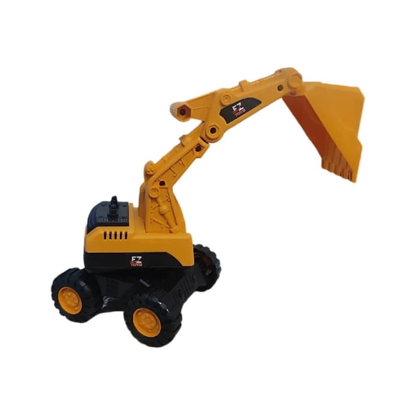 Sand Beach Toy Excavator Construction Vehicle Friction Powered Digging Truck, Outdoor Play Thickened Durable Material Medium Size Yellow