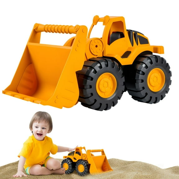 Sand Beach Toy Excavator Construction Vehicle Friction Powered Digging Truck, Outdoor Play Thickened Durable Material Yellow