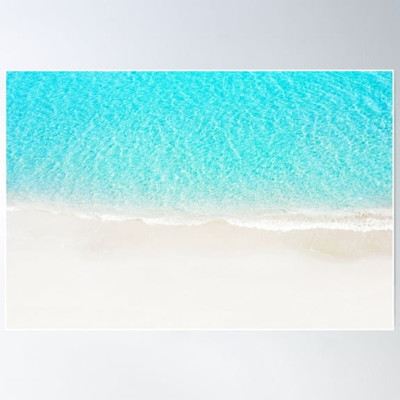 Sand Beach With Turquoise Sea Waves Poster Wall Art, Modern Wall Decor For Living Room Bedroom, 8x12 UNFRAMED