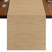Sand Beige Burlap Cotton Table Runner 13x36 Inches Short, Boho Modern Minimalist Linen Texture Farmhouse Table Runners, Outdoor Dining Tablecloths Decor for Baby Shower/Party/Wedding
