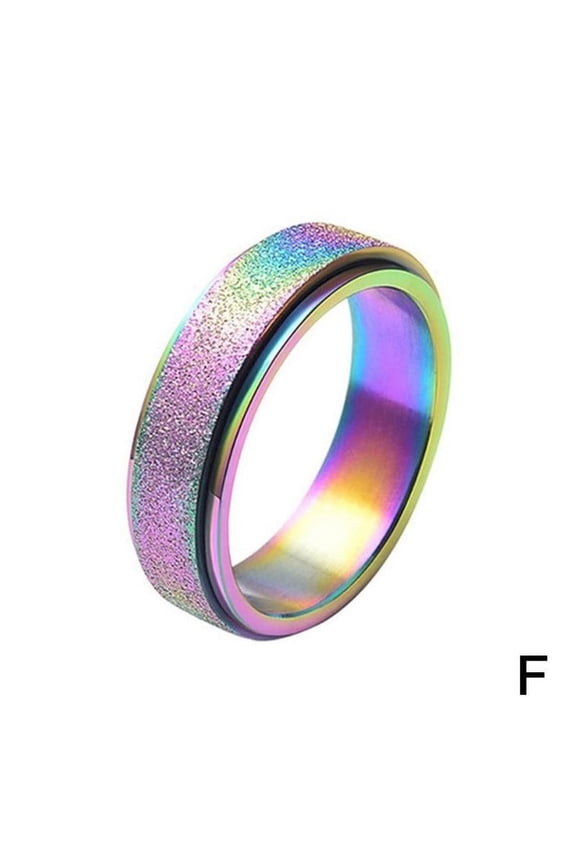 Sand Blasted Anxiety Spinner Rings For men Fidget Woman Steel Couple Hot I1Z6