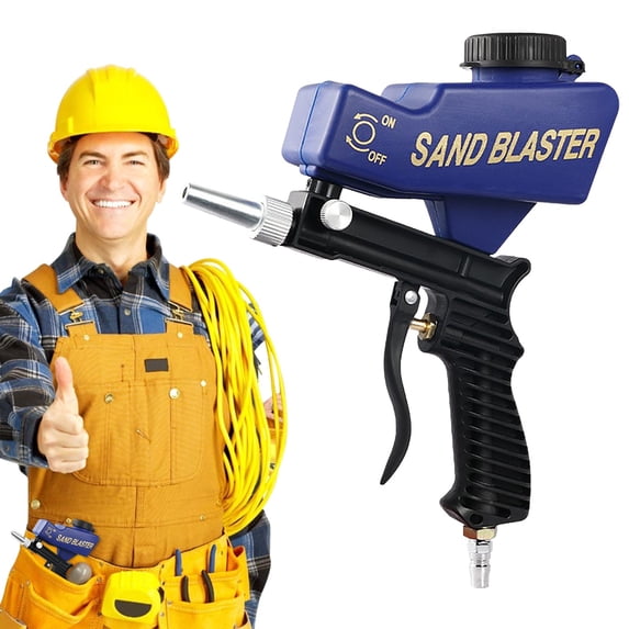 Sand Blaster Gun Kit, 1Pc Handheld Sand Blaster Portable Sandblaster, Light-Duty Salt Gun for Metal Wood Paint/Removal for Air Compressor Up to 70 150 Blasting Media, Sandblaster Gun Kit, Blue1