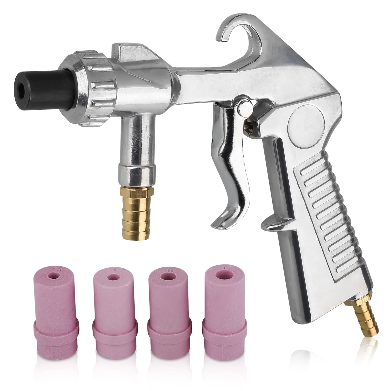 Sand Blaster Gun Kit, TSV Sandblaster Set with 4Pcs Ceramic Nozzles + Extra  Iron Nozzle Tip, Sand Blasting Shot for Rust Remove
