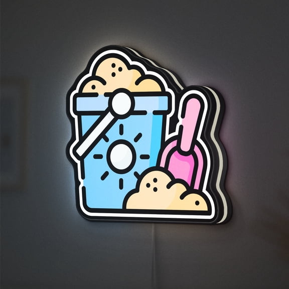 Sand Bucket 3D Novelty Light Box for Beach Nurseries, Kids' Room Decor, Ideal for Toddler Beach Lovers (Width 16 inch, 40cm)