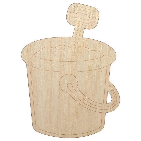 Sand Bucket Pail Wood Shape Unfinished Piece Cutout Craft DIY Projects - 4.70 Inch Size - 1/8 Inch Thick