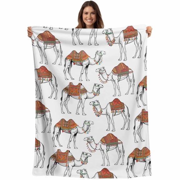 Sand Camel Blanket Soft Cozy Warm Throw Blanket for Couch, Plush Fuzzy Flannel Fleece Blankets for Sofa, Vintage Farmhouse Desert Animals Camel Bed Blankets Lightweight Gifts for Women, 40"x50"