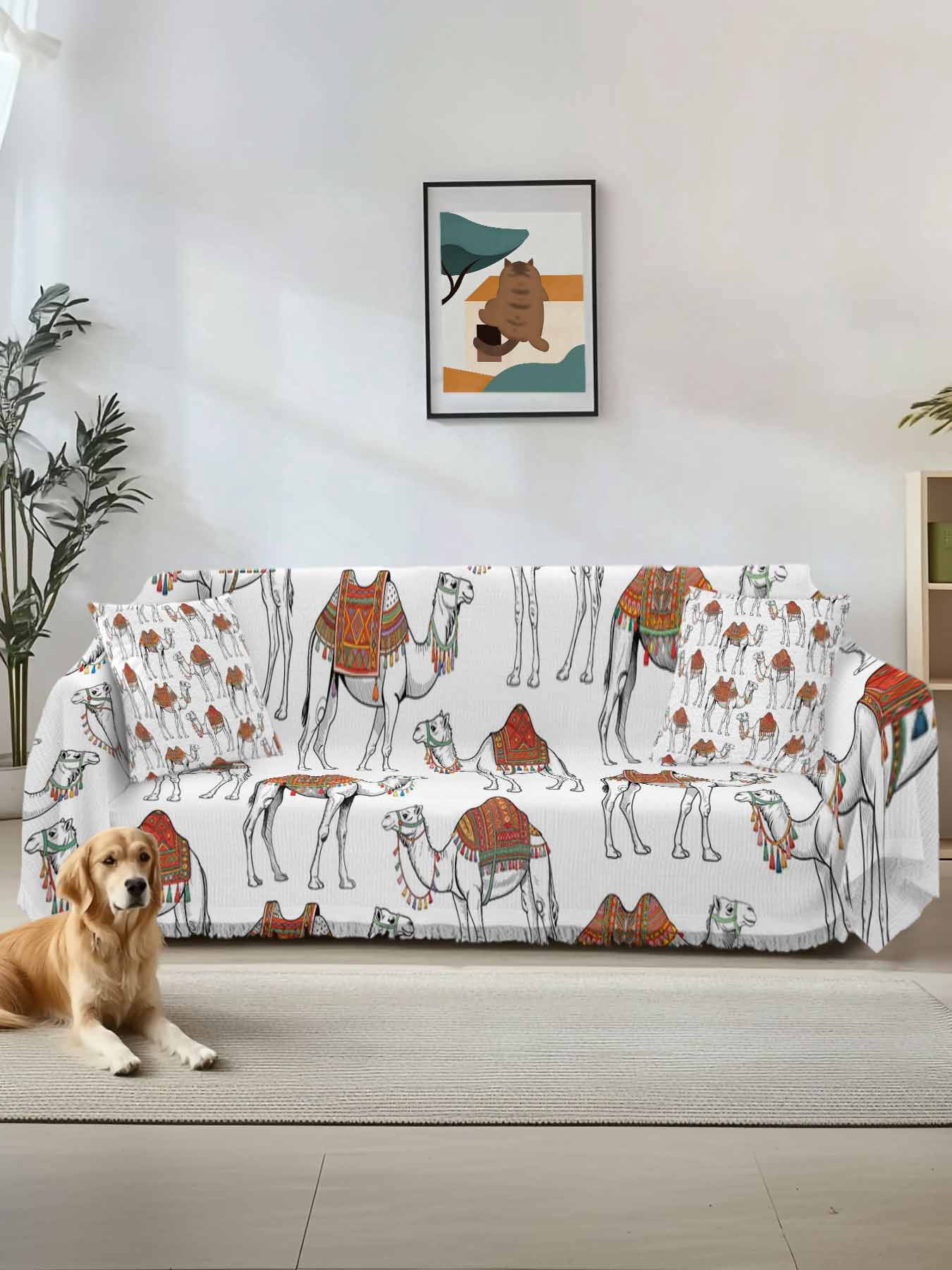 Camel Riding Covers Sand Camel Sofa Covers for 2-3 Cushion Couch L-Shaped Sectional ...