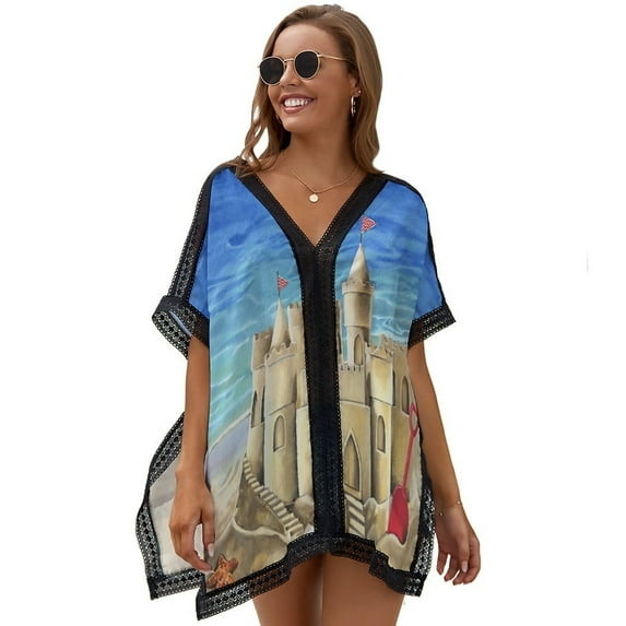 Sand Castle Beach Christmas Women's Swimsuit Coverup Summer Beach Cover Up Bathing Suit Dress