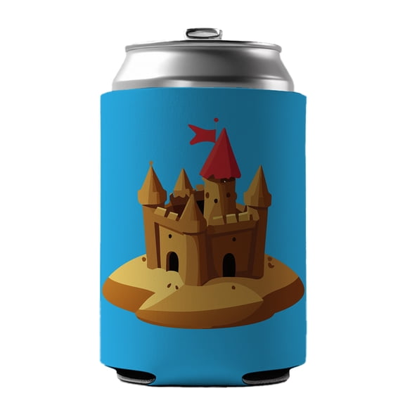 Sand Castle Beach Drink Beer Soda Insulated Sleeve Holder Can Cooler Hugger