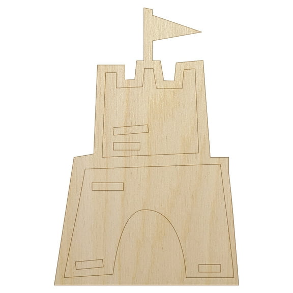 Sand Castle Doodle Wood Shape Unfinished Piece Cutout Craft DIY Projects - 4.70 Inch Size - 1/8 Inch Thick