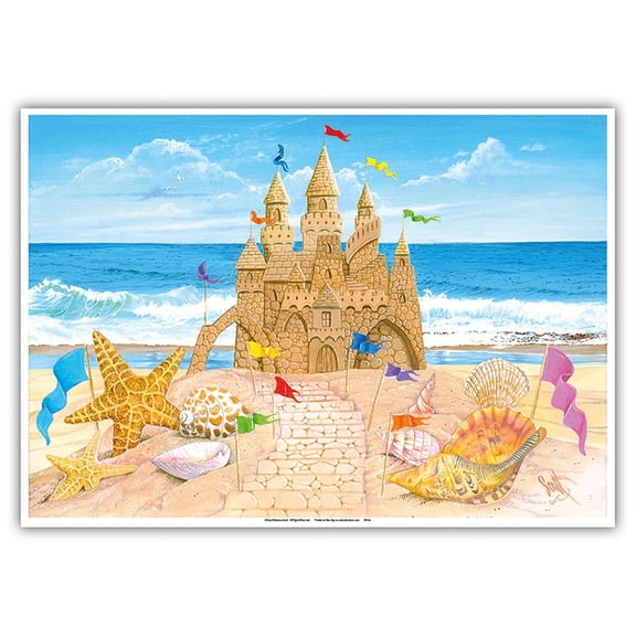 Sand Castle - Paradise Ocean View - From an Original Color Painting by Scott Westmoreland - Master Art Print 10in x 14in