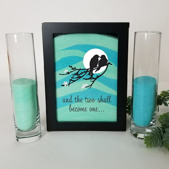Sand Ceremony Set, Black Shadow Box and The Two Shall Become One, Wedding, Vow Renewal, Unity Sand Ceremony Set, Beach Wedding Decor, Unity Candle Set, Destination Wedding