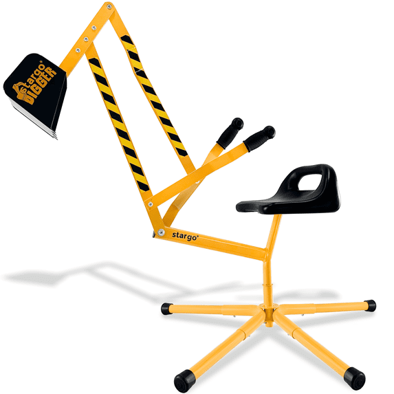 Sand Digger Kids Excavator Ride on Toy, Beach Toys Outdoor Sandbox Toy Digger for Kids, Solid Steel Rotates 360, Hard Hat for Role Play, Sand Toys