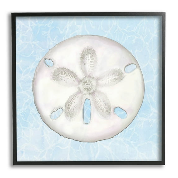 Sand Dollar Aquatic Waves Pattern Animals & Insects Graphic Art Black Framed Art Print Wall Art