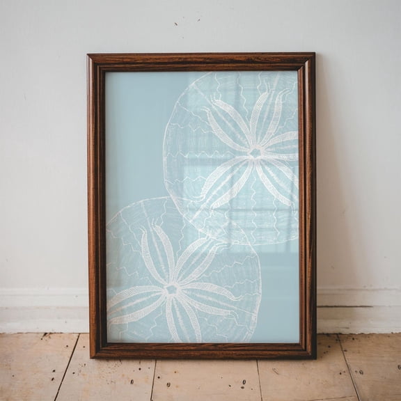 Sand Dollar Beach Shell Poster, Blue Coastal Decor, Kitchen Posters, Beach House Wall Art, Shell Minimalist Art,, Unframed Poster Size 8x12