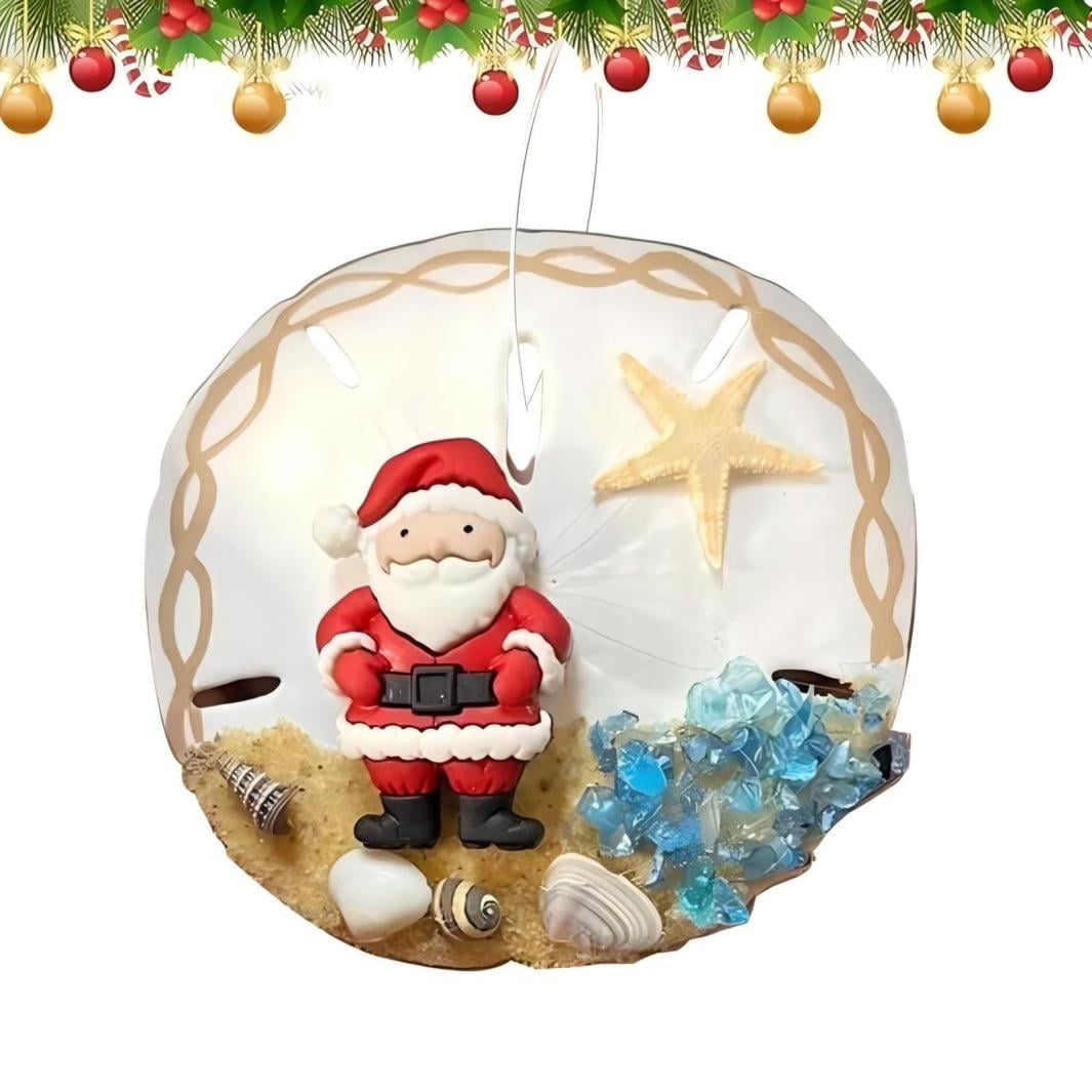 Sand Dollar Christmas Ornament Beach Nautical Decor, Painted Beach