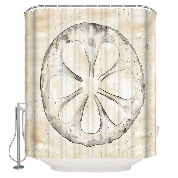 Sand Dollar Coastal Bathroom Shower Curtains with 12 Hooks Polyester Waterproof Shower Curtain for Stalls and Bathtubs Summer Beach Beige Sea Decorative Bathroom Privacy Curtain 36x72 Inches