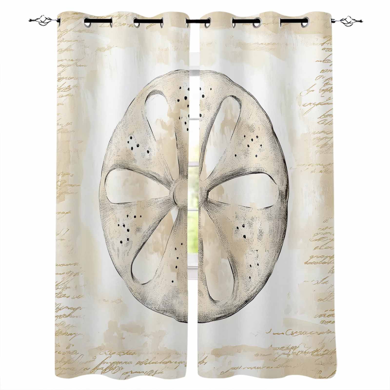 Sand Dollar Coastal Blackout Curtains 45 Inches Long for Bedroom ...