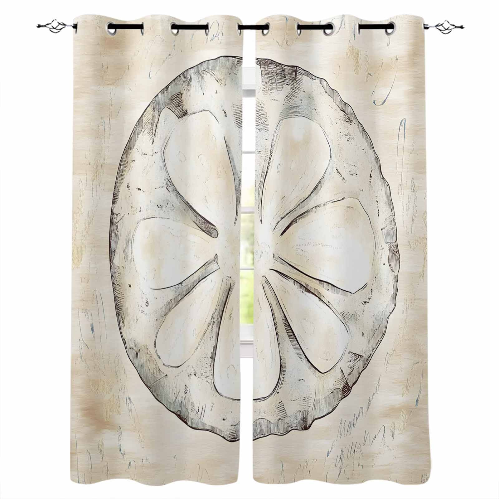 Sand Dollar Coastal Blackout Curtains for Bedroom Living Room Darkening ...