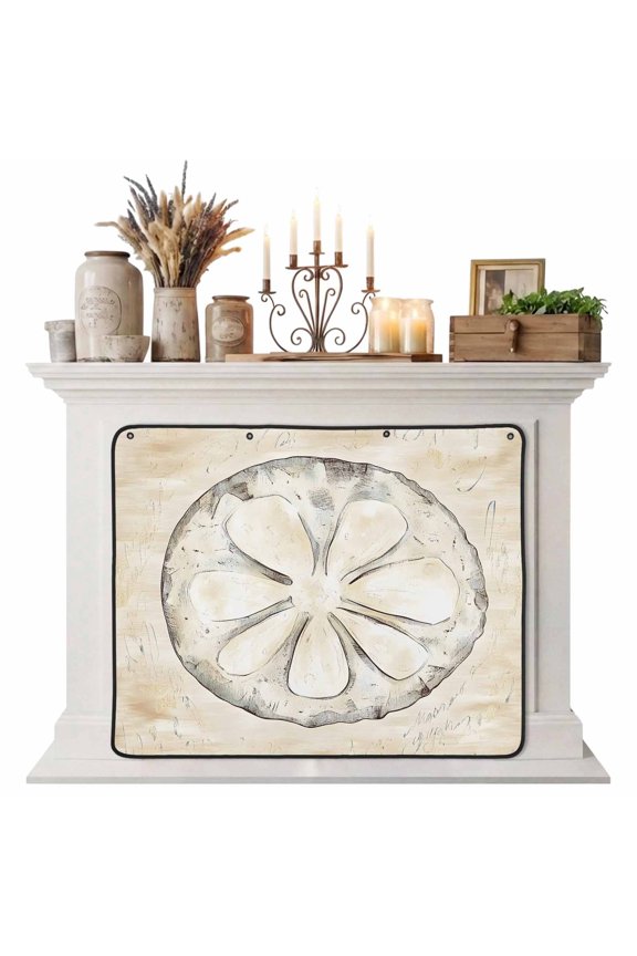 Sand Dollar Coastal Magnetic Fireplace Cover, Fireplace Draft Blocker, Summer Beach Beige Sea Fireplaces Blanket for Heat Loss/Cold Air, Fireplaces Draft Stopper Cover for Inside 36"x30"