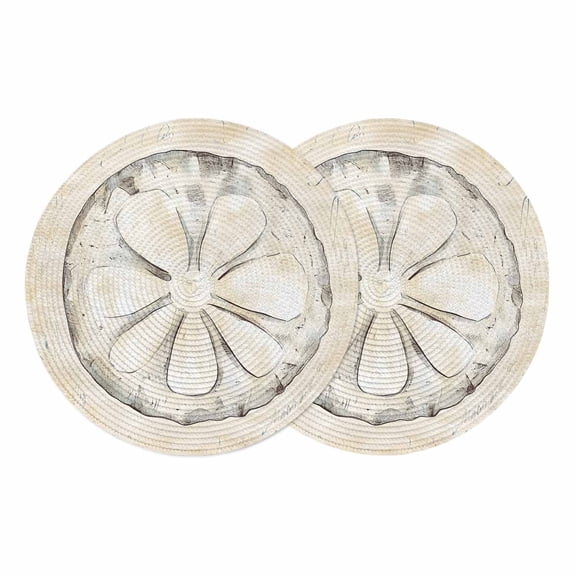Sand Dollar Coastal Round Placemats Set of 2, Braided Polypropylene Place Mats, Summer Beach Beige Sea Washable Table Mats for Kitchen Dinner Holiday Wedding Party Coffee Table Decoration 13"