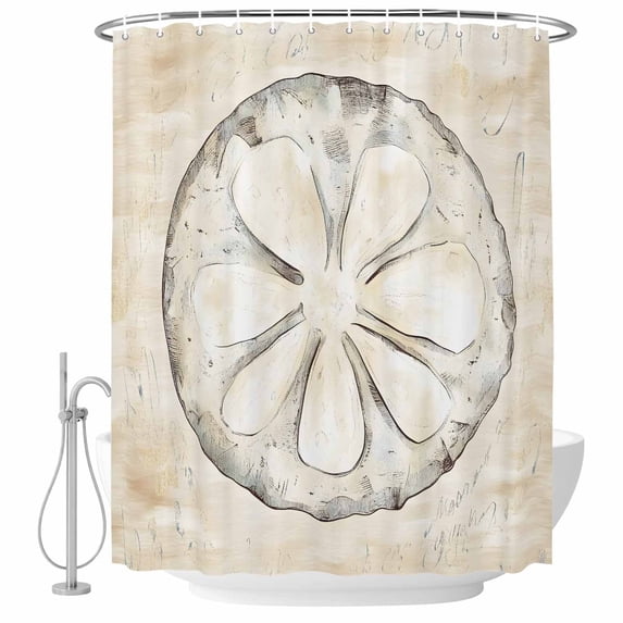 Sand Dollar Coastal Shower Curtain Set - 72" x 78" Washable Bathtub Curtain with 12 Hooks, Summer Beach Beige Sea Waterproof Fabric Stall Shower Curtains for Bathroom/Bathtub Décor