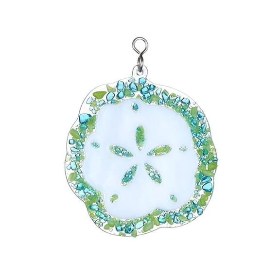 Sand Dollar Night Light Cover - Fused Glass Coastal Decor - Interchangeable Stained Glass Shade for Rotating Plug-in Nightlight (Plug Not Included)