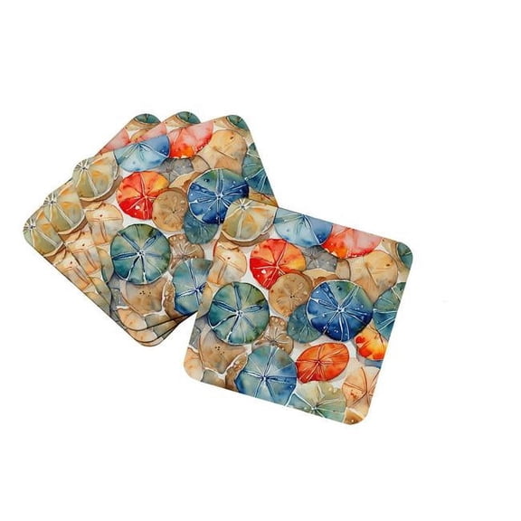 Sand Dollars Foam Coasters - Multicolor - 3.5 in. - Set of 4 - Durable & Stylish