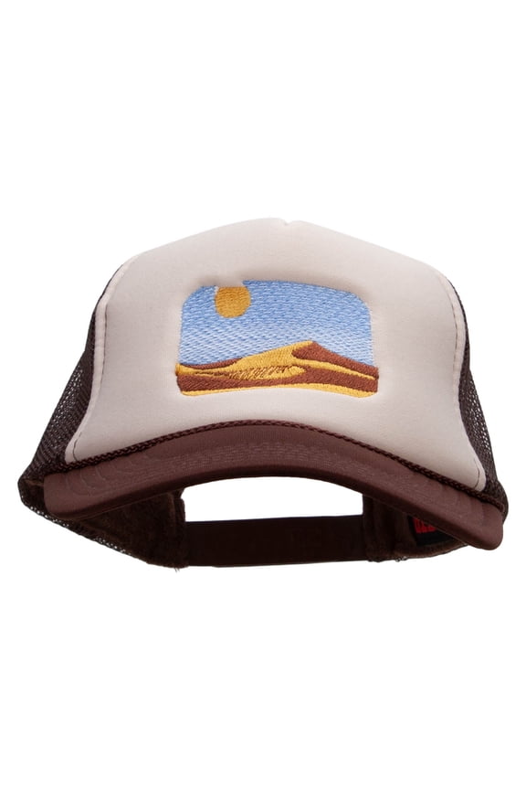 Sand Dune Embroidered Foam Panel Mesh Snapback - Brown Tan OSFM