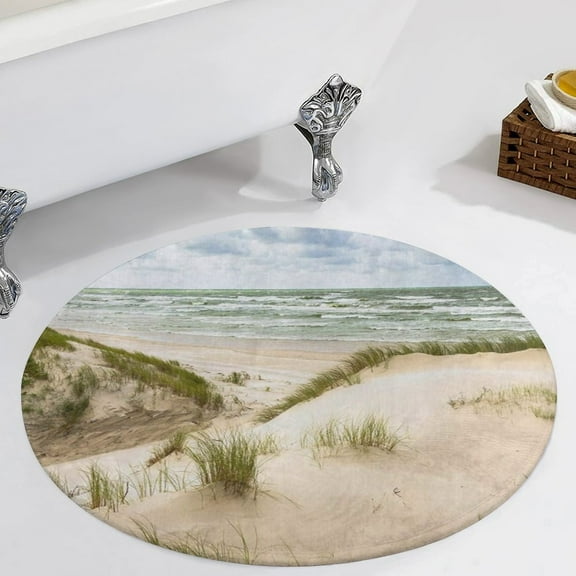 Sand Dunes On Baltic Sea Coastline Round Carpet Circle Rug Outdoor Patio Area Rug Washable Large Area Rugs Hallway Room Decor Fitness Mats