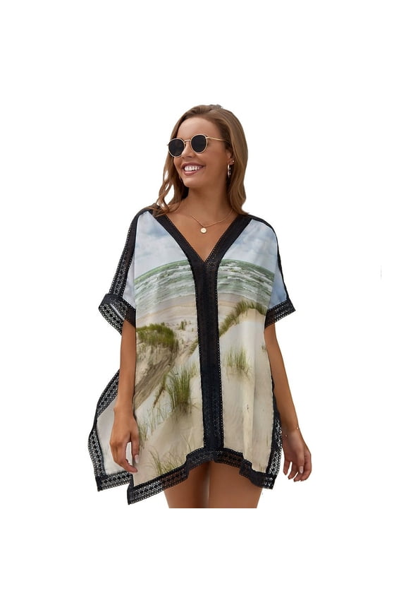 Sand Dunes On Baltic Sea Coastline Women's Swimsuit Coverup Summer Beach Cover Up Bathing Suit Dress