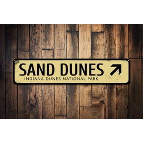 Sand Dunes Sign National Park Location Name Gift Custom Directional Arrow Destination Decor - Sand Dune Sign - Size: 16 x 4 Inches