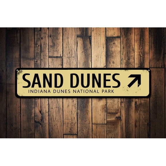 Sand Dunes Sign National Park Location Name Gift Custom Directional Arrow Destination Decor - Sand Dune Sign - Size: 16 x 4 Inches