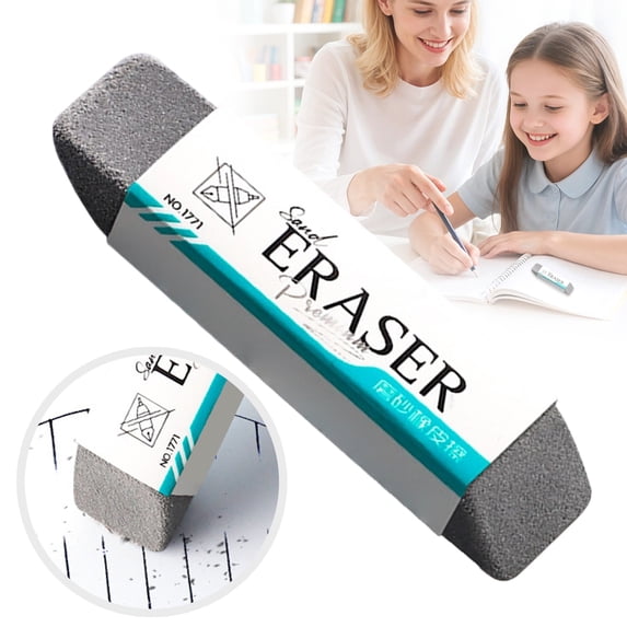 Sand Erasers,Grey Frosted Pen Eraser Ink Eraser,Reusable Sand Eraser for Gel/Fountain Pen Ink Cleaning,Frosted Eraser for Office Correction Supplies,Ink Eraser for Paper,Black,2.56x0.59"