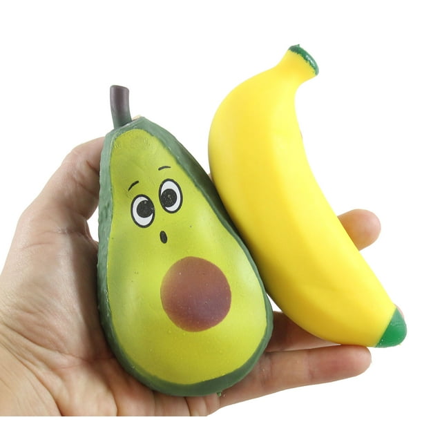 Sand Filled Squishy Banana And Avocado Moldable Sensory Stress Squeeze Fidget Toy Adhd 4003