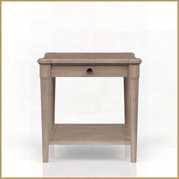 Sand Finish Transitional Casual Coffee Table with Storage Shelf & Drawer Space-Saving for Living Room