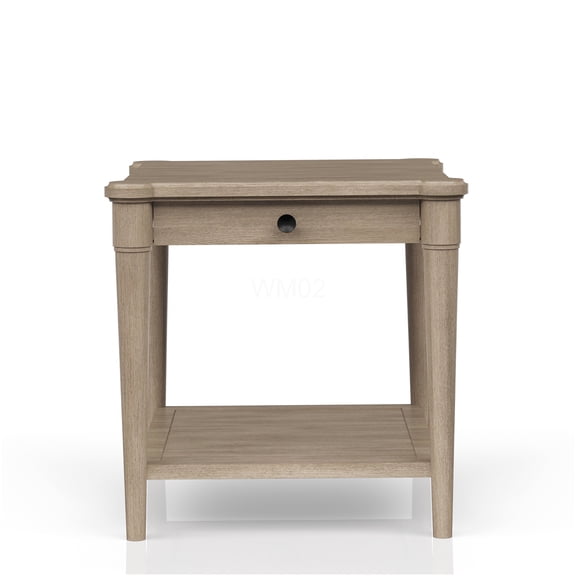 Sand Finished Storage End Table with Drawer, Casual Sofa Side Table for Living Room
