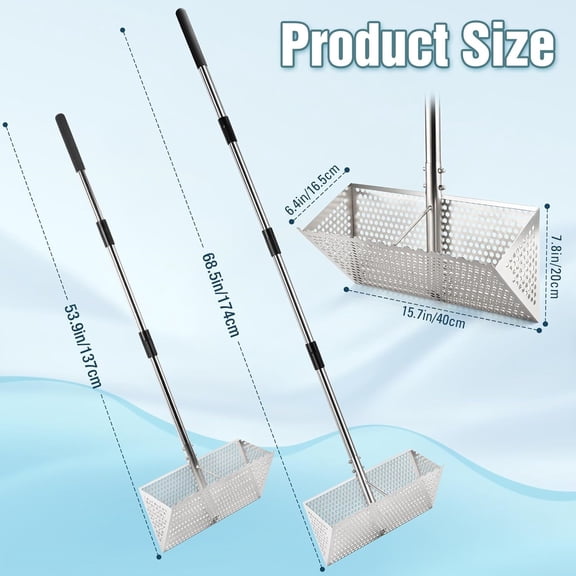 Sand Flea Rake, Stainless Steel Sand Sifter, Shark Tooth Sifter with A 16-Inch Wide Drain Screen for Finding Fleas,Shells and Shark Teeth